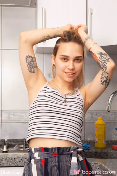 Skinny Punk Chick Fingers Her Cunt In The Kitchen gallery