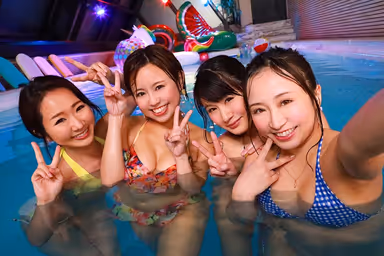 [VR] A Night Pool VR Experience Of Harlem Sex With Hot Gal Babes In Swimsuits!! A Little Bit Of Staring From Inside The Pool (Alligator POV)! When I Got Caught In A Sudden Rainstorm, These Dripping Wet Gal Babes Hit Me With A Five-Way Reverse Pick Up Fuck Fest!! gallery