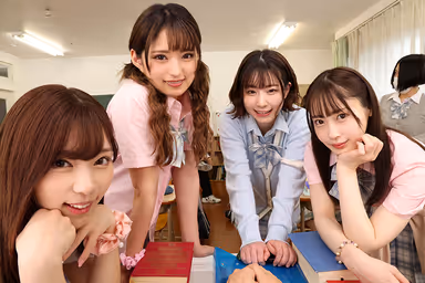 [VR] Coco is the Slutty School of Rumors - Students Attacking Me as a Temporary Teacher - Exquisite Continuous Pacifier Seduction Test - Mei Satsuki, Mizuki Satsuki, Ena Satsuki, Mizuki Nagisa, and Mitsuki Nagisa gallery