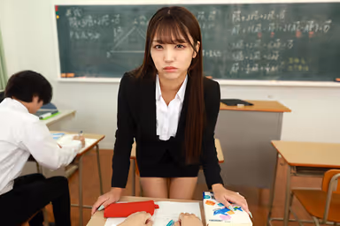 VR] The Sound of Juicy Piles Echoing in an Empty Classroom - Bitchy Female Teacher Himari Kinoshita Who Won't Let Go of Her Student's Immature Young Penis gallery