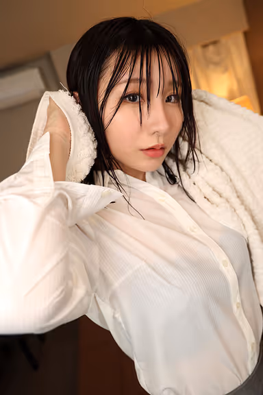 VR] During business hours, a sudden downpour forces us to flee to a shared hotel room... The lips of our wet-haired boss... We can't refuse him anymore. Forgetting work, a licking affair that overlaps with a wet body. gallery