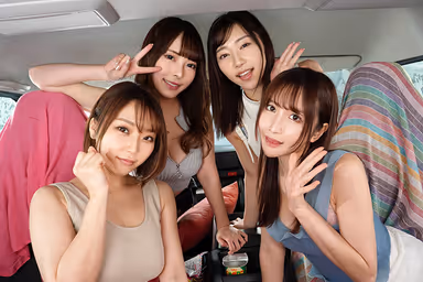 VR] The first, and the best, sexually popular time of my life has arrived! A two day and one night trip to a hot spring with four of my subordinates who are famous and beautiful women in my company. In the car on the way to the hot spring, the four of us are having a harem sex with Rango, Mei Satsuki, Tsubasa Hachinohe, and Sora Amagawa. gallery