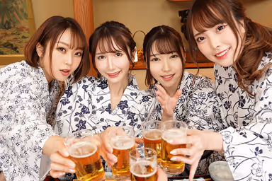 VR] The first, and the best, sexually popular time of my life has arrived! A 2 day and 1 night hot spring trip with 4 of my subordinates who are famous beautiful women in my company. Dreams of restraining toy torture and harem sex in a room at an inn. gallery