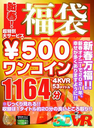 [VR] New Year Special! Amazing Offer - 500 Yen Lucky Bag 4 KVR 53 Titles, 1164 Minutes gallery