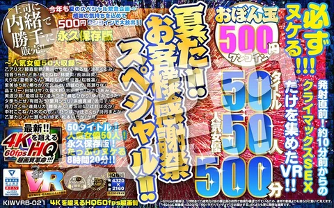 It's Summer! Customer Appreciation Special! Obon ball 50 titles, 50 popular actresses, 500 minutes, Koara VR extreme ultra 4KHQ 60fps [Permanent Preservation Version]!