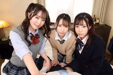 [VR] Holidays After Club Activities End. I Get Surrounded By Three S******s At A Local Hotel, Caught Between Me As They Seduced Me And Fuck Me Until I Cum Over And Over Again. Asuka/Yumeru/Ena. gallery