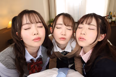 [VR] Holidays After Club Activities End. I Get Surrounded By Three S******s At A Local Hotel, Caught Between Me As They Seduced Me And Fuck Me Until I Cum Over And Over Again. Asuka/Yumeru/Ena. gallery