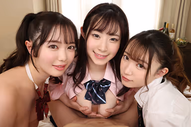 [VR] Holidays After Club Activities End. I Get Surrounded By Three S******s At A Local Hotel, Caught Between Me As They Seduced Me And Fuck Me Until I Cum Over And Over Again. Asuka/Yumeru/Ena. gallery