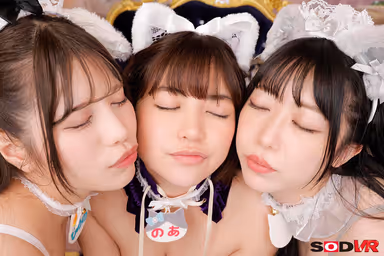 VR] I Went to a Cat Cafe and I Wasn't Expecting a Cat Girl! ～The cat girls are licking me and having free and uninhibited kitten harem sex! gallery
