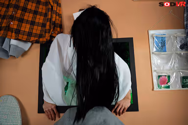 [VR] [8K] The long-haired woman in the cursed video who can't get out of the TV. She has a surprisingly nice body. gallery