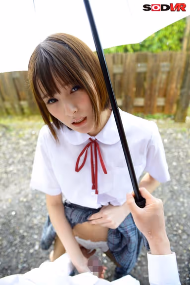 [VR] Intimate Shared Umbrella VR. After Sharing An Umbrella With Your Girlfriend On The Way Home From School, Your Clothes Are Totally Soaked And Things Turn Into An Outdoors Sex Session... 70 Minutes Of Exhilarating Action Before The Bus Arrives! Miho Sakazaki gallery