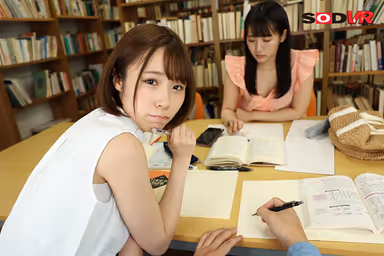[VR] While Studying With Friends In The Library, She Gives Me A Handjob Under The Table So We Don't Get Caught, Then Tempts Me With Her Panties And Gives A Blowjob Hidden In The Shelves! We Couldn't Help Ourselves So Fucked A Lot After. Mio Mashiro gallery